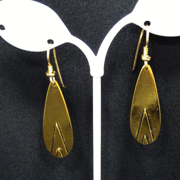 Vintage Laurel Burch Geometric Design Earrings, Gold Plated, 1980s Jewelry - Picture 9 of 10